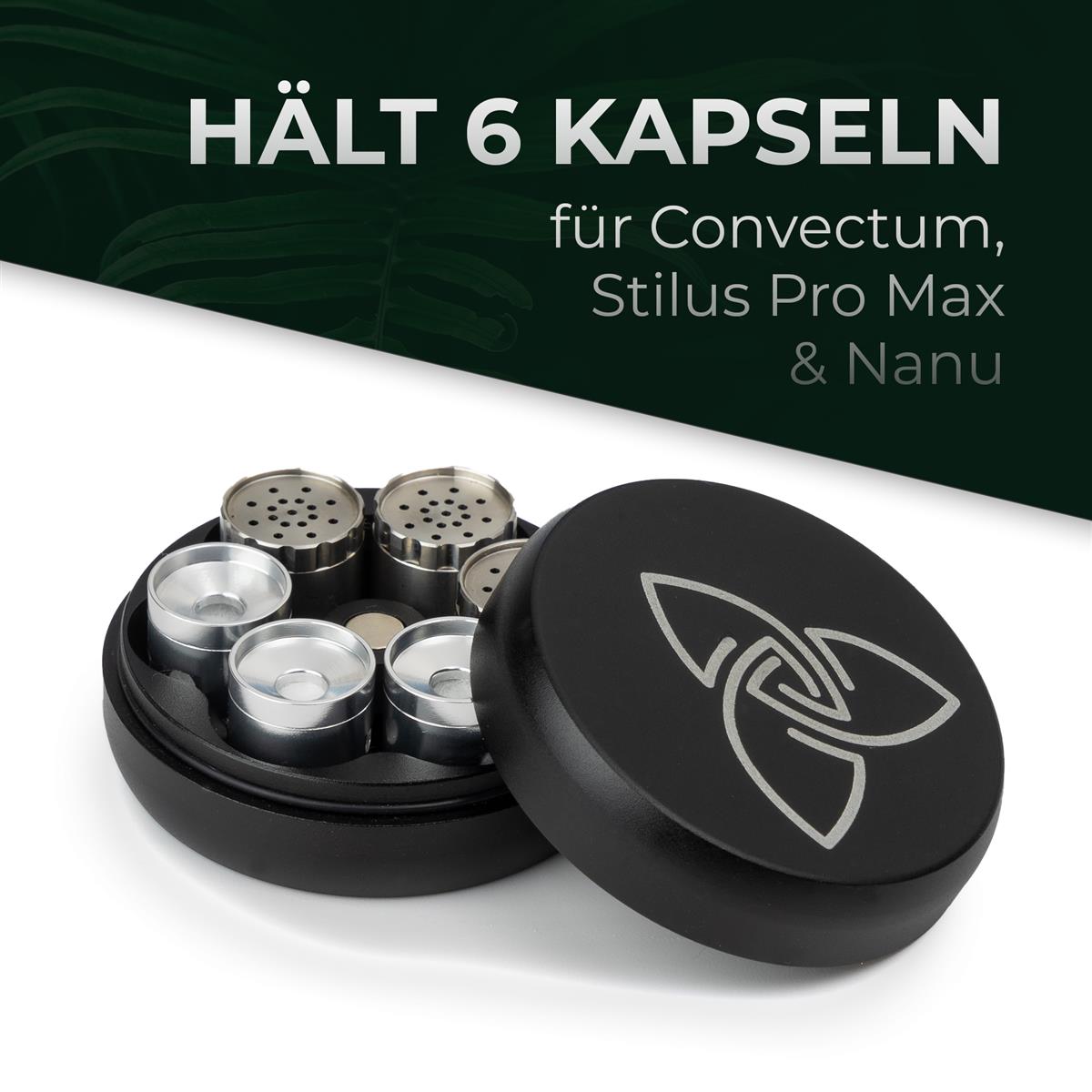 Dosier-Kapselmagazin Bundle - inkl. 3 Kapseln für Kräuter aus Edelstahl &amp; 3 Kapseln für Wax /Öl - für Convectum, Nanu &amp; Stilus Pro Max