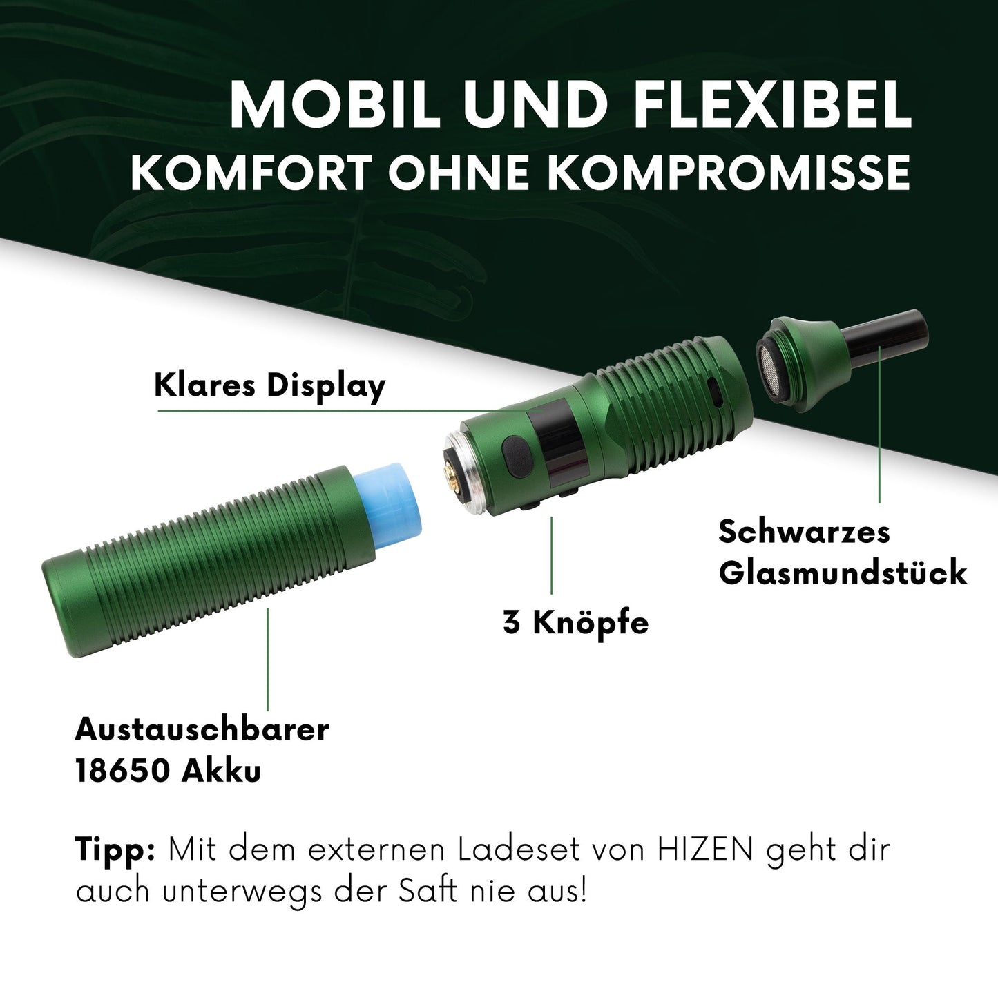 HIZEN Vaporizers Stilus Pro Max Forest Green