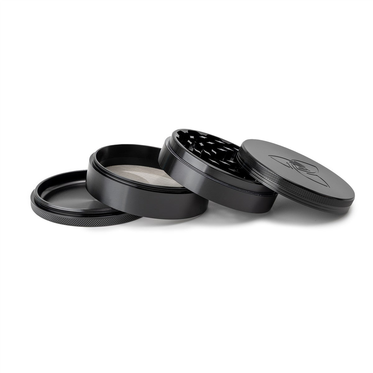 HIZEN Vaporizers Grinder Alu 100 mm  4 teilig Schwarz